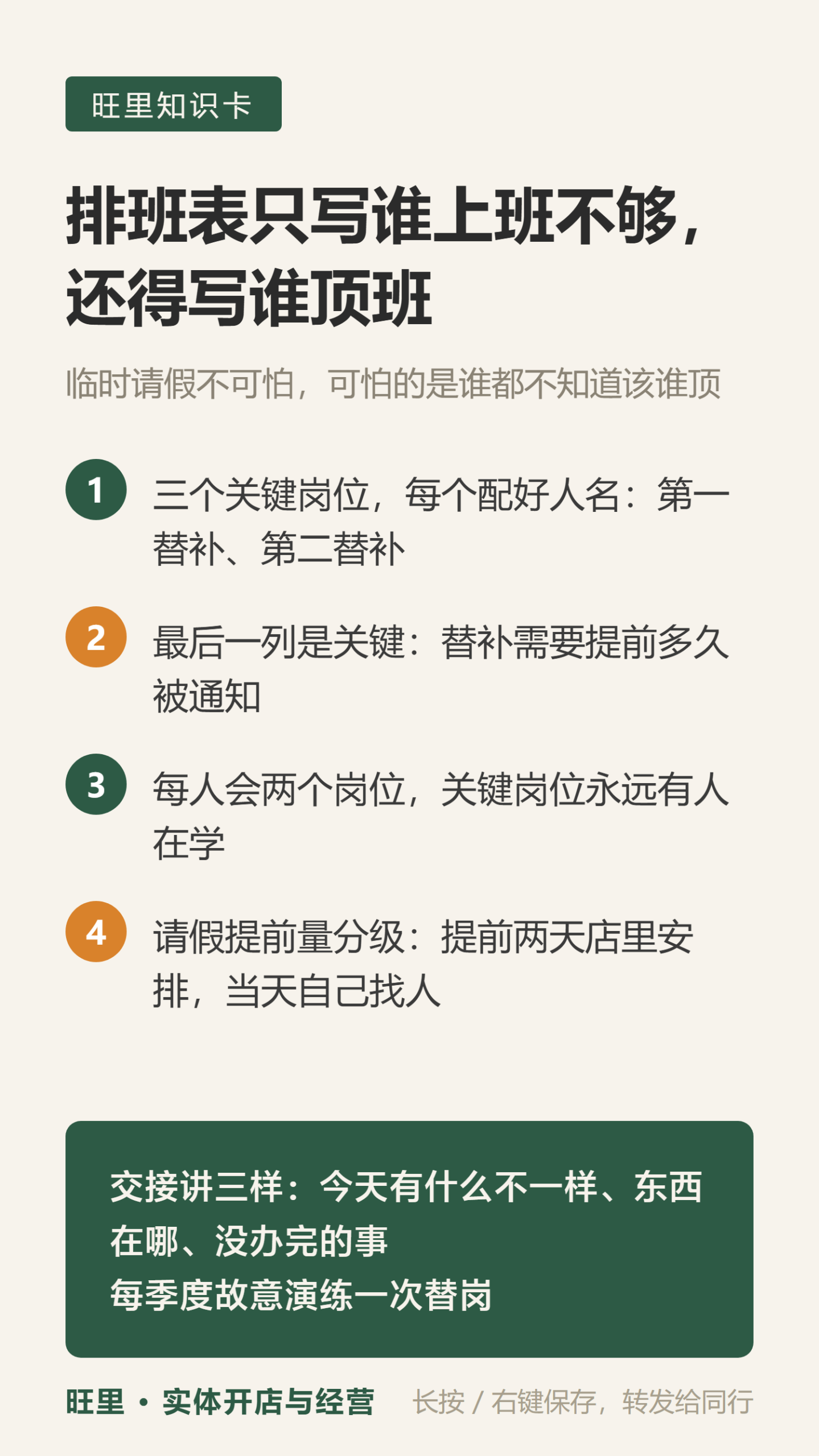 排班兜底知识卡