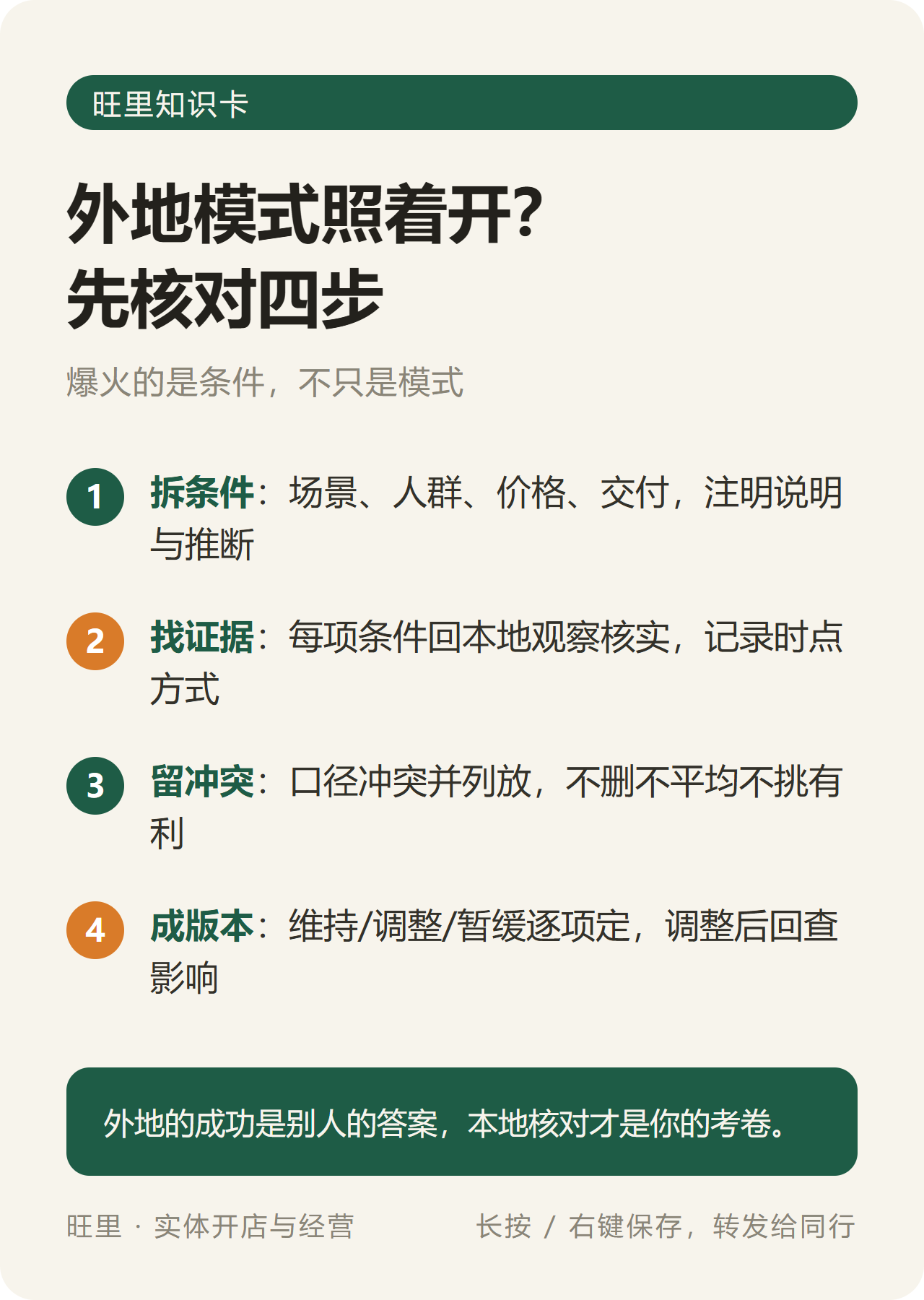 旺里知识卡:外地模式本地化核对四步——拆条件、找证据、留冲突、成版本