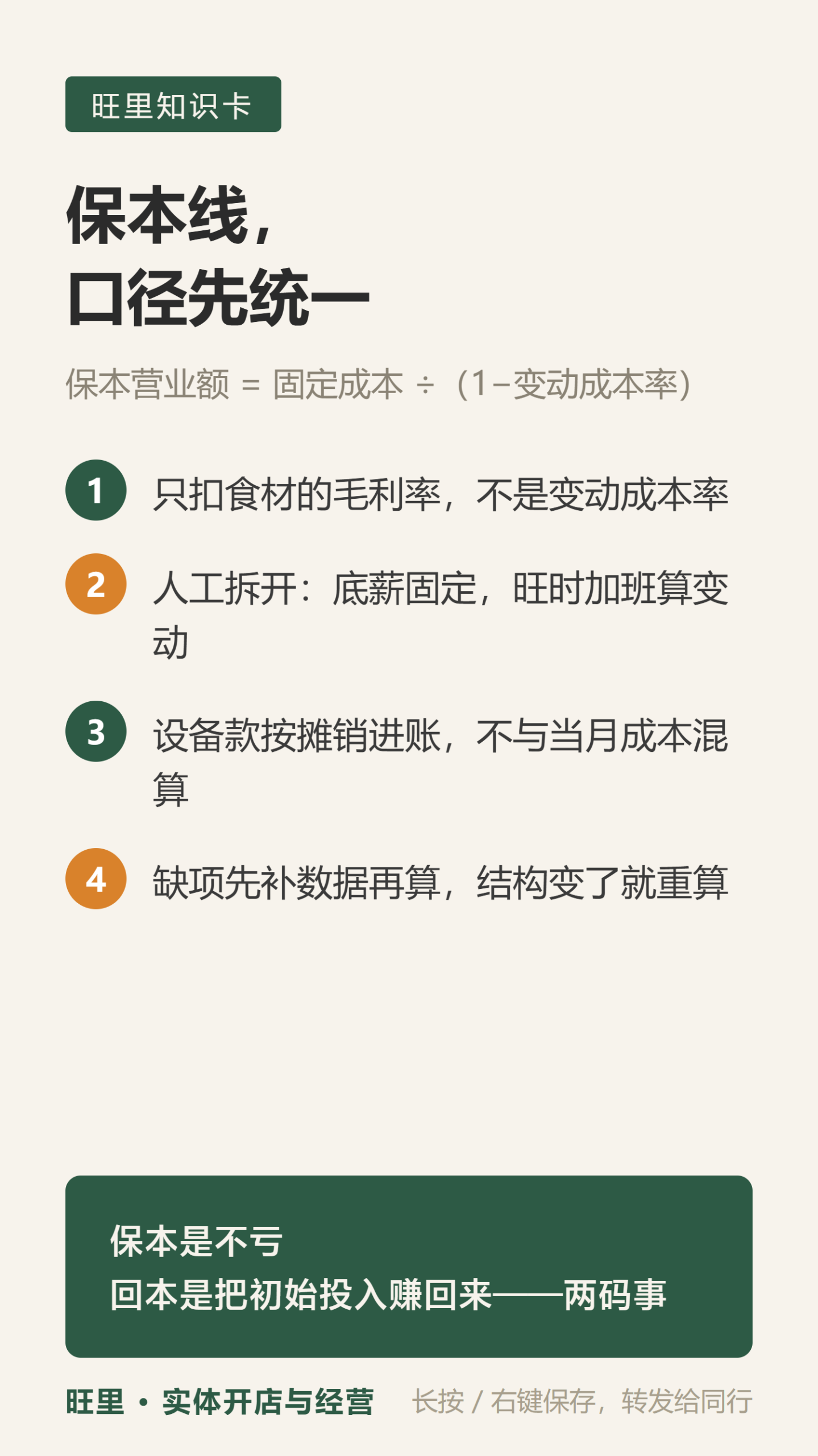 盈亏平衡口径知识卡