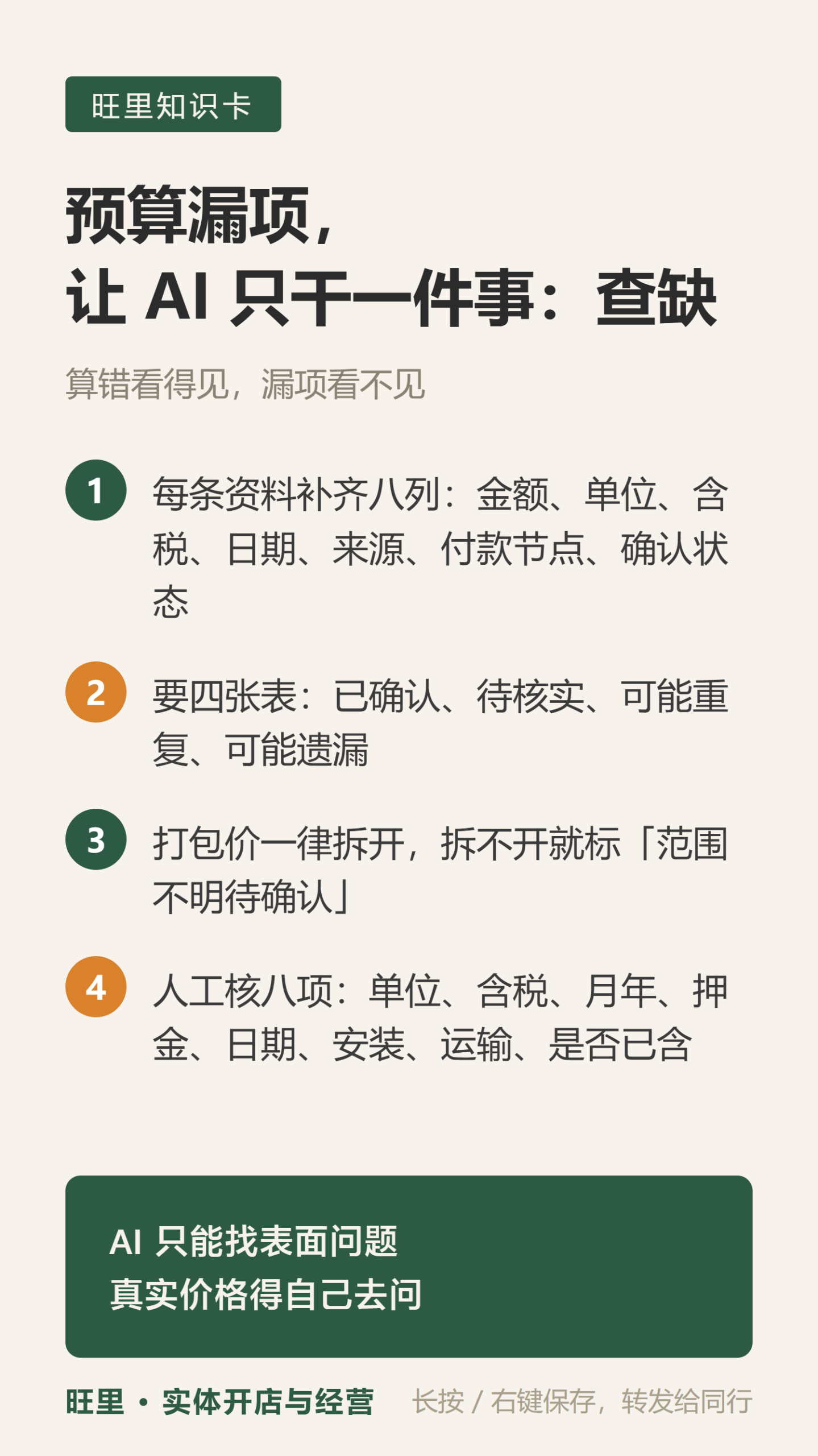 用AI检查开店预算漏项知识卡